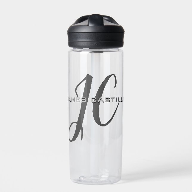 Professional Modern Monogrammed Minimalist Water Bottle (Front)