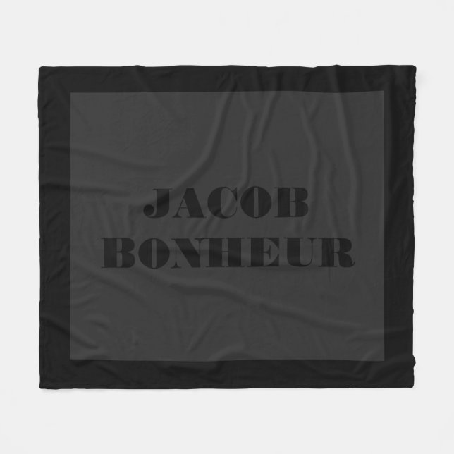 Professional Modern Name | Dark Grey & Black Fleece Blanket (Front (Horizontal))