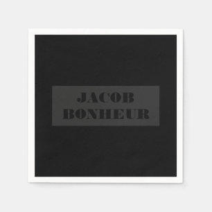 Professional Modern Name   Dark Grey & Black Napkin