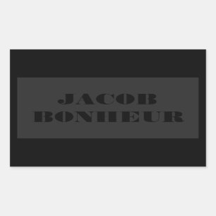 Professional Modern Name   Dark Grey & Black Rectangular Sticker