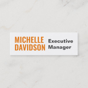 Professional Modern Orange White Minimalist Plain Mini Business Card