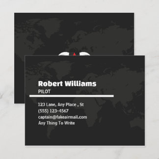 Professional Modern Pilot World Map Business Card