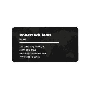 Professional Modern Pilot World Map Business Card Label
