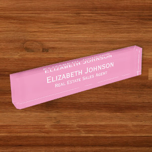 Professional Modern Pink Corporate Office Title Nameplate