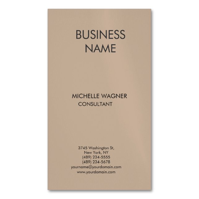 Professional Modern Plain Elegant Minimalist Magnetic Business Card (Front Vertical)