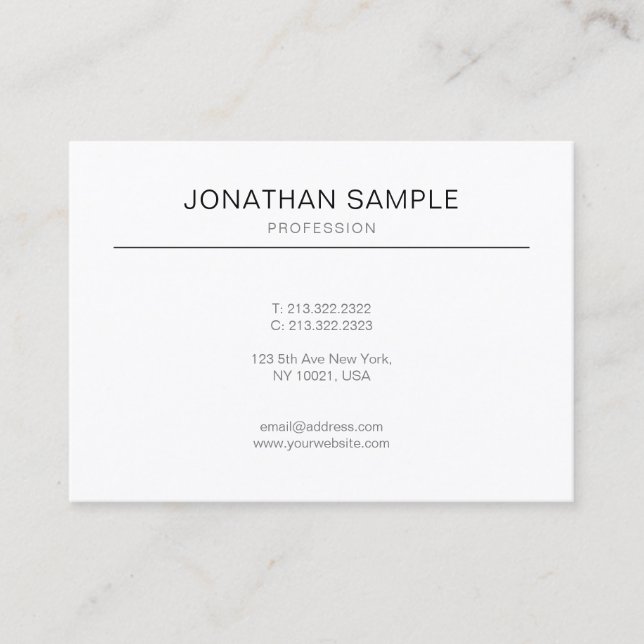 Professional Modern Plain Minimalistic Chic Design Business Card (Front)