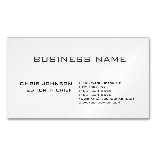 Professional Modern Plain Simple Magnetic Business Card (Front)