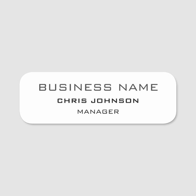 Professional Modern Plain Simple Name Tag (Front)