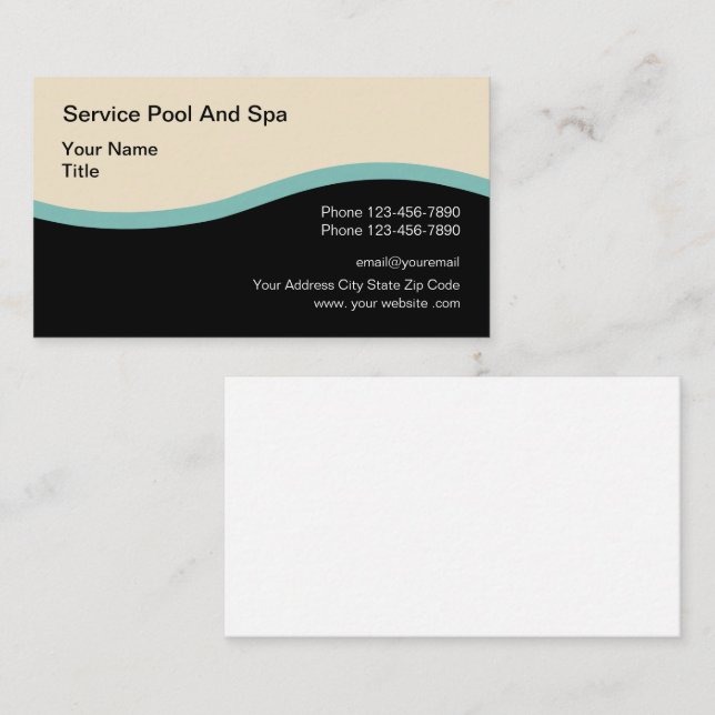 Professional Modern Pool Service Business Card (Front/Back)