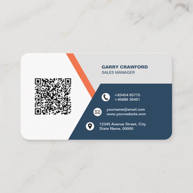 Professional Modern QR Code Custom Personalised Bu Business Card (Back)