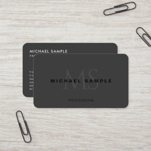 Professional Modern QR Code Elegant Black Monogram Business Card