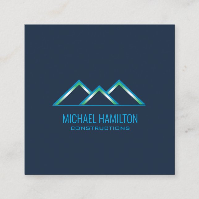 Professional modern real estate construction logo square business card (Front)