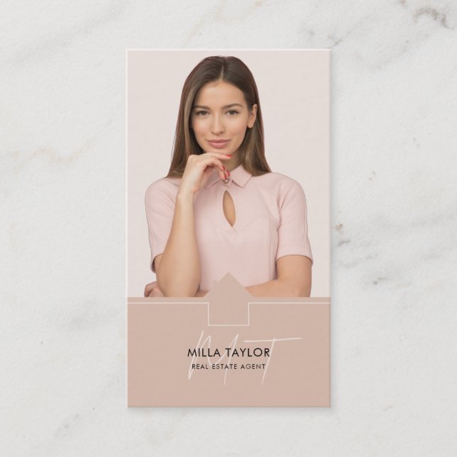 Professional Modern Real Estate Monogram Photo Business Card (Front)