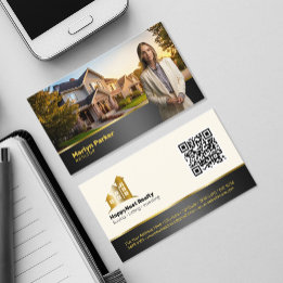 Professional Modern Realtor Photo Logo & QR Code Business Card