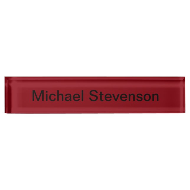Professional Modern Red Business Desk Nameplate (Front)