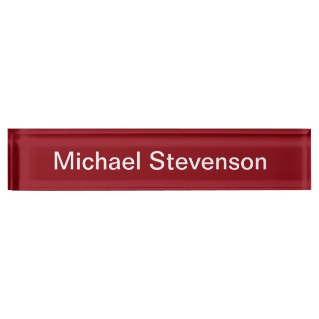 Professional Modern Red Business Desk Nameplate (Front)