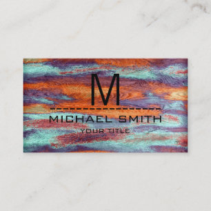 Professional Modern Retro Colour Wood Monogram #2 Business Card