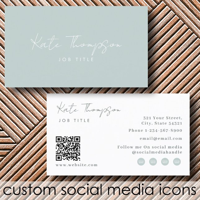 Professional Modern Sage Green Minimalist QR Code Business Card (Professional Modern Sage Green Minimalist QR Code Business Card)