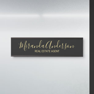 Professional Modern Script Black and Gold Door Sign