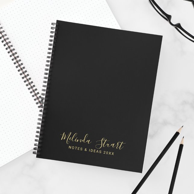 Professional Modern Script Black and Gold Notebook (Creator Uploaded)