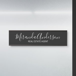 Professional Modern Script Black and White Door Sign