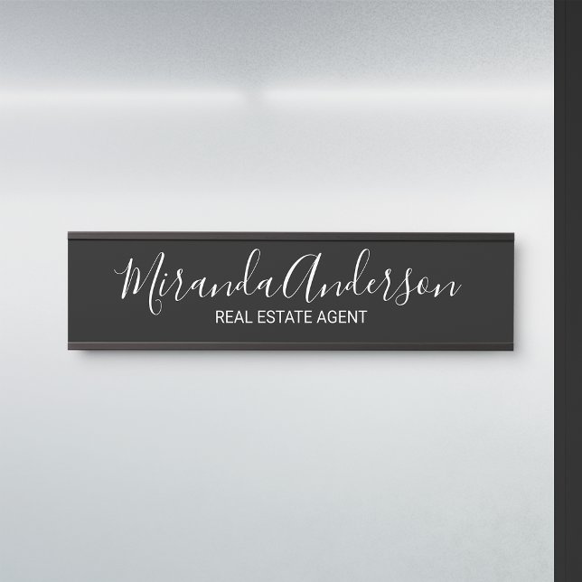 Professional Modern Script Black and White Door Sign (Creator Uploaded)