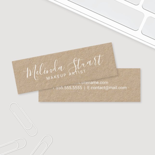 Professional Modern Script Kraft Paper Mini Business Card (Creator Uploaded)