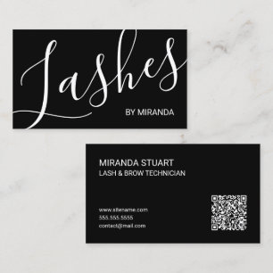 Professional Modern Script Lash & Brow Technician Business Card
