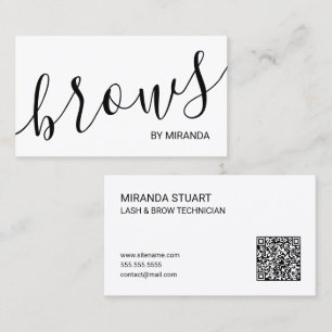 Professional Modern Script Lash & Brow Technician Business Card
