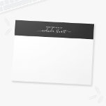 Professional Modern Script Notepad<br><div class="desc">Professional Modern Notepad featuring name in white modern script font style with custom text in white modern sans serif font style,  on black upper border,  on white background.</div>