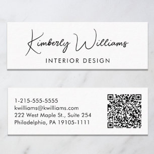 Professional Modern Script QR Code Mini Business Card