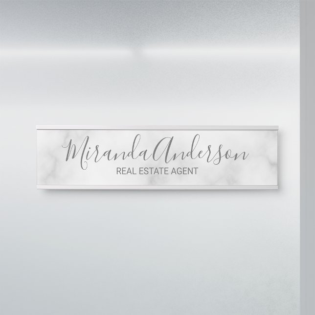 Professional Modern Script White Marble Door Sign (Creator Uploaded)