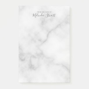 Professional Modern Script White Marble Post-it Notes