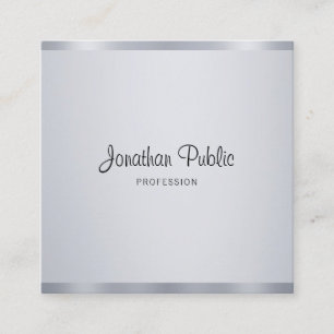 Professional Modern Silver Elegant Handwritten Square Business Card