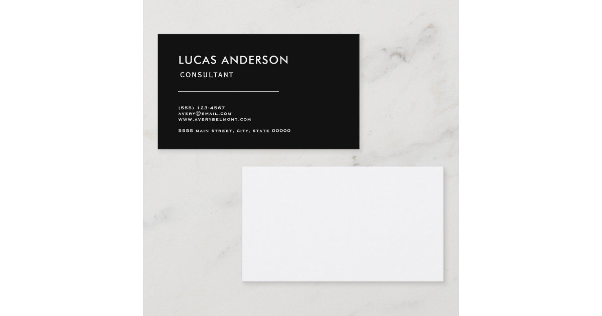 Professional Modern Simple Black Minimalist Business Card | Zazzle