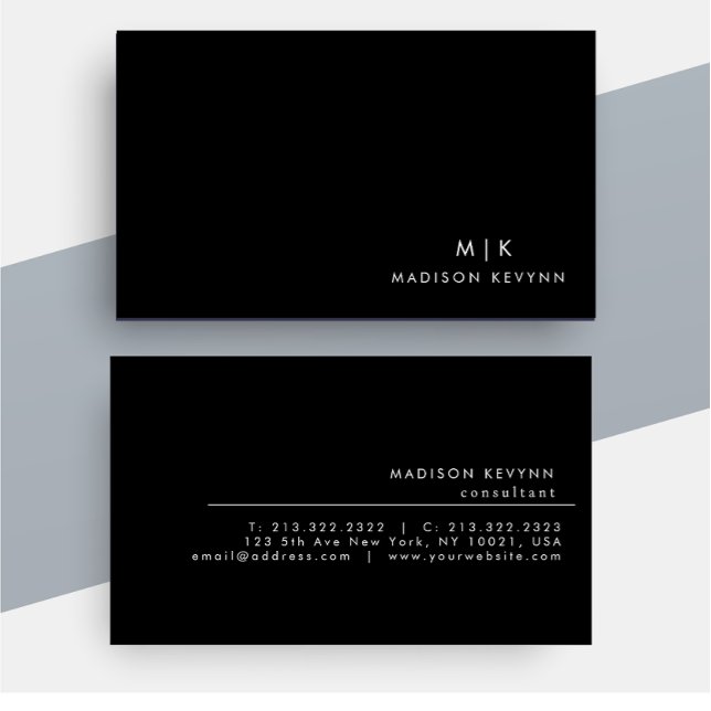 Professional Modern Simple Black Minimalist Business Card (Creator Uploaded)