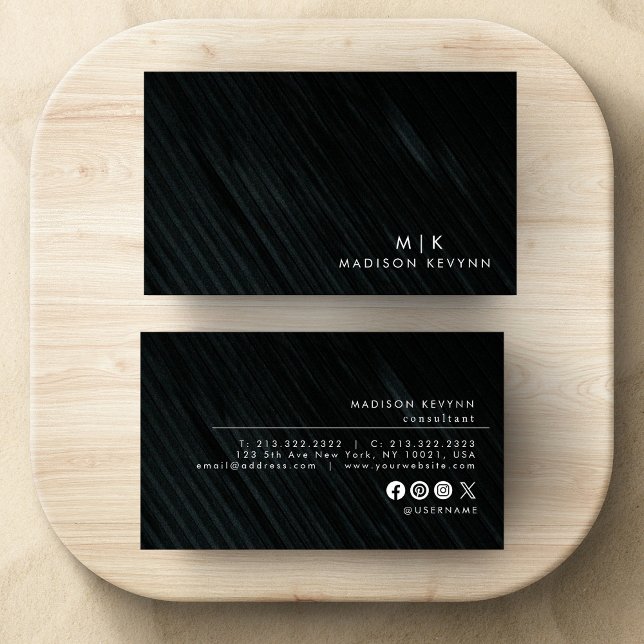 Professional Modern Simple Black Minimalist  Business Card (Creator Uploaded)