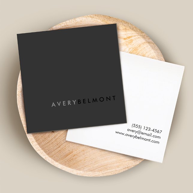 Professional Modern Simple Black Minimalist Square Business Card (Creator Uploaded)