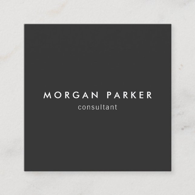 Professional Modern Simple Black Square Business Card (Front)