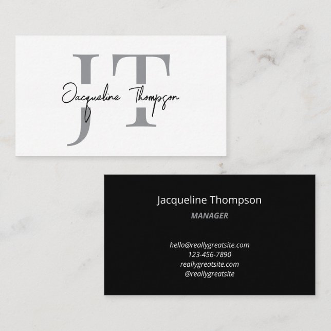 Professional Modern Simple Black & White Minimal Business Card (Front/Back)