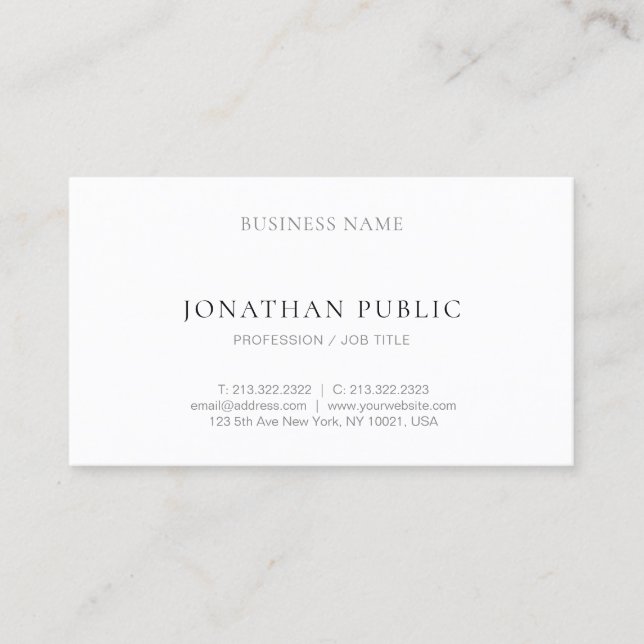Professional Modern Simple Design Elegant Template Business Card (Front)