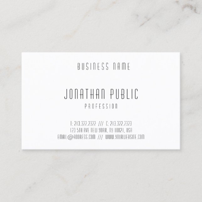 Professional Modern Simple Elegant Template Business Card (Front)