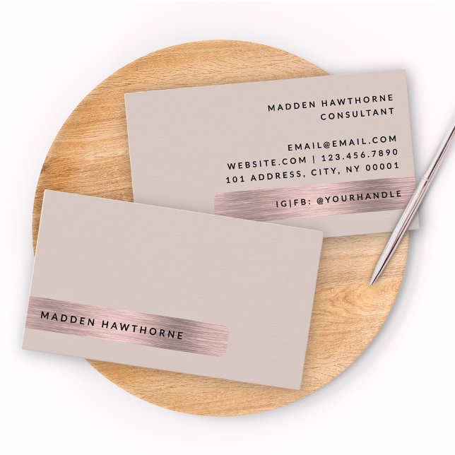 Professional Modern Simple Faux Rose Gold  Business Card (Creator Uploaded)