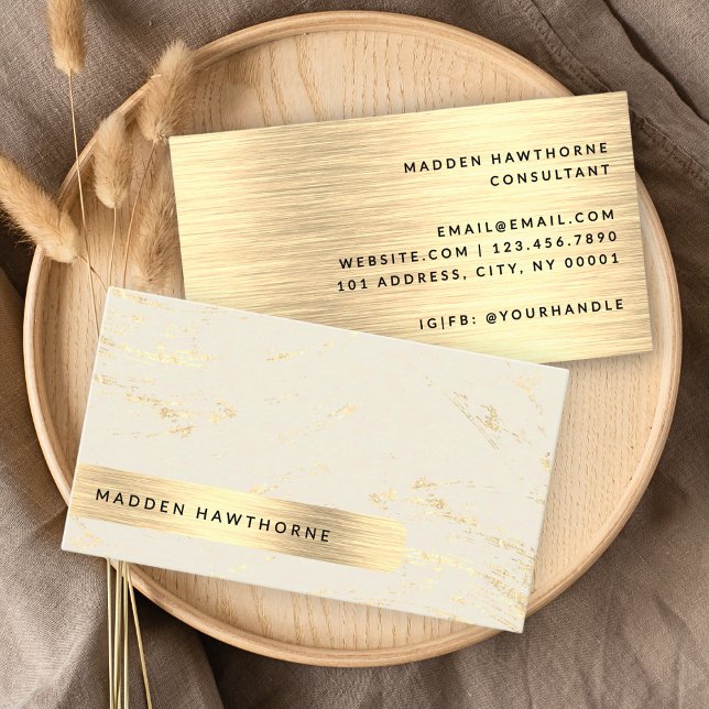 Professional Modern Simple Gold Brushed Metal Foil Business Card (Creator Uploaded)