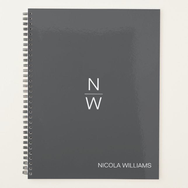 Professional Modern Simple Minimalist Black Planner (Front)