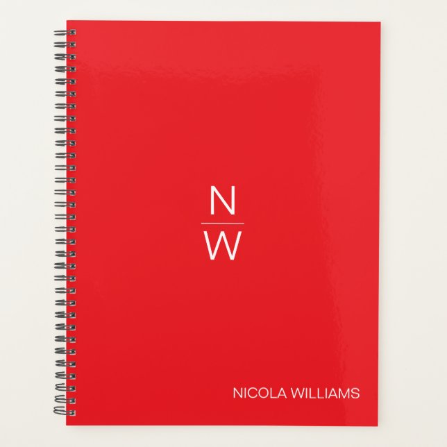Professional Modern Simple Minimalist Bright Red Planner (Front)