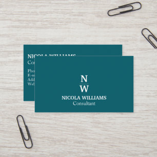 Professional Modern Simple Minimalist Dark Teal Business Card
