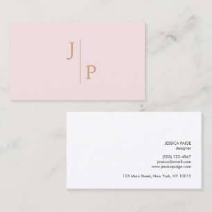 Professional Modern Simple Monogram Blush Pink Business Card