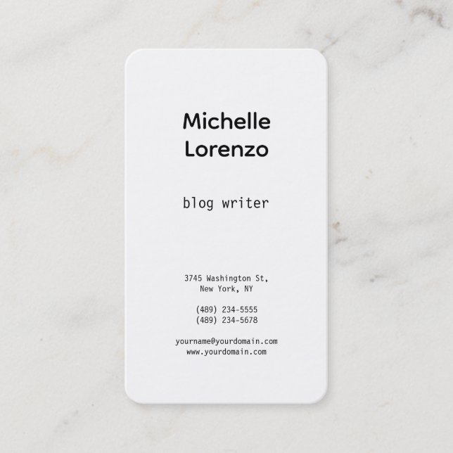 Professional Modern Simple Plain Black & White Business Card (Front)