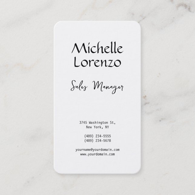 Professional Modern Simple Plain Black & White Business Card (Front)